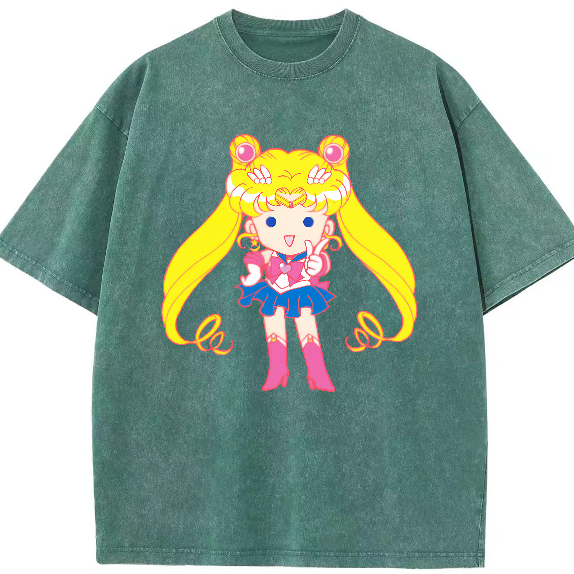 （画像用） 美少女戦士セーラームーン 月野 うさぎ つきの うさぎ Sailor Moon Tsukino Usagi 綿100% ヴィンテージ風 半袖Tシャツ（フロントプリント）